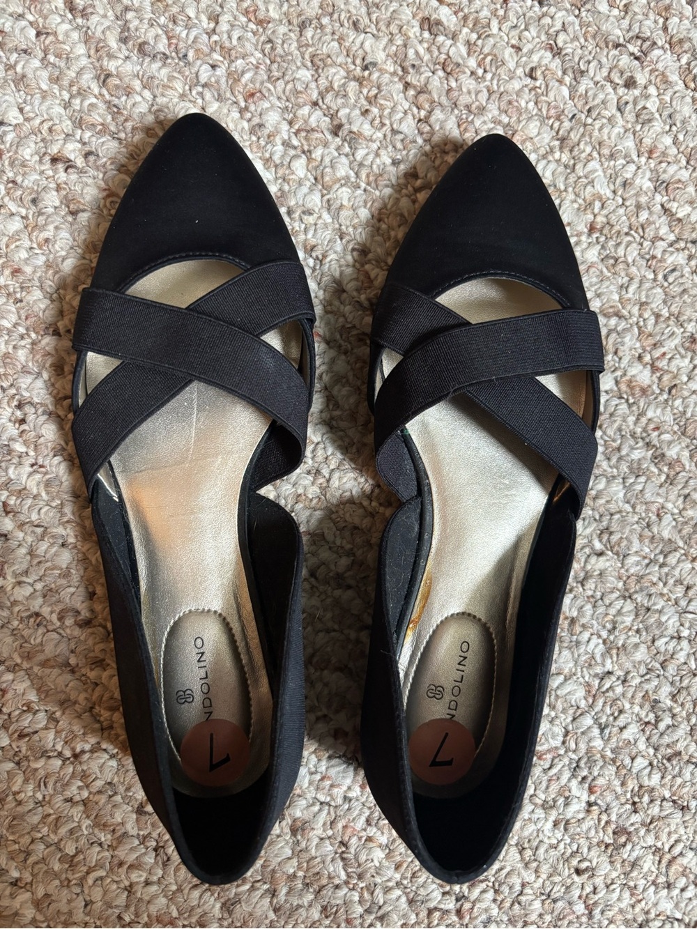 Bandolino Black Pointed-Toe Crisscross Flats